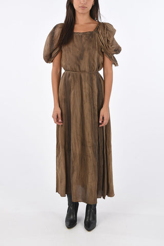 bow backline puffed sleeve maxi dress