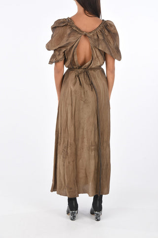 bow backline puffed sleeve maxi dress