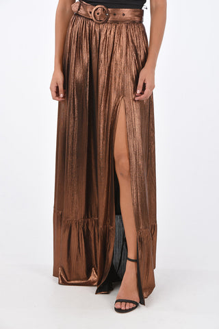 lurex split-front hem SERENE skirt with belt