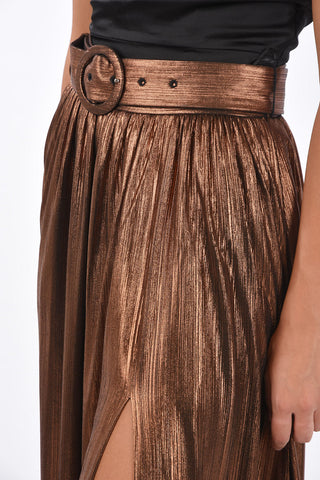 lurex split-front hem SERENE skirt with belt