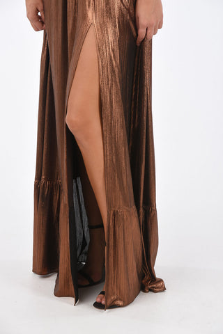 lurex split-front hem SERENE skirt with belt