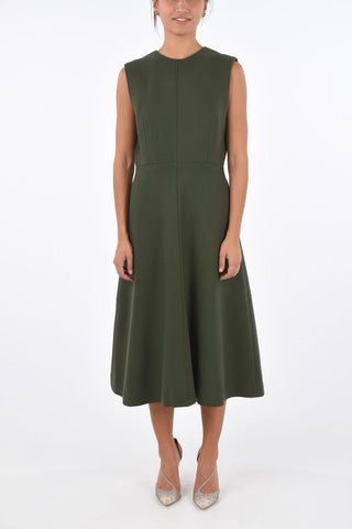 virgin wool open back maxi bodycon dress