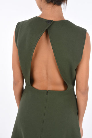 virgin wool open back maxi bodycon dress