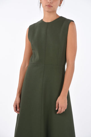 virgin wool open back maxi bodycon dress