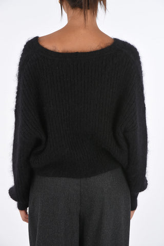 ribbed cropped oversized sweater