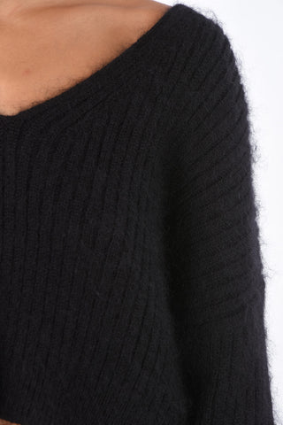ribbed cropped oversized sweater