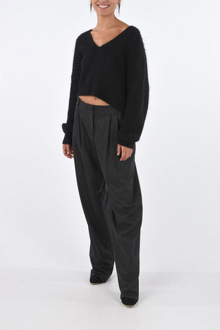 ribbed cropped oversized sweater
