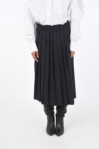 pinstriped below knee pleated skirt