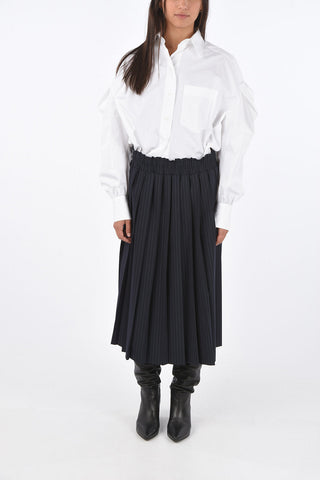 pinstriped below knee pleated skirt
