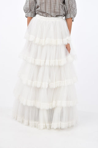 tulle drawstring waist maxi ruffled skirt