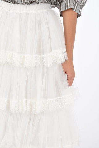 tulle drawstring waist maxi ruffled skirt