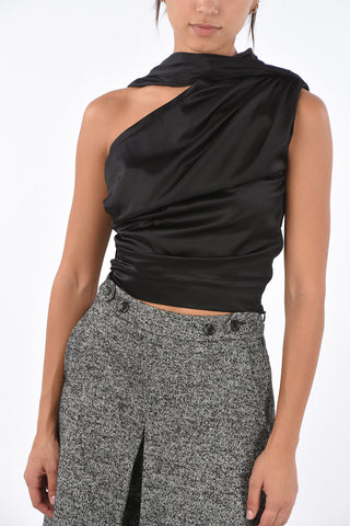 silk 1-shoulder crop top