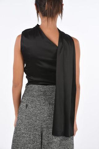 silk 1-shoulder crop top