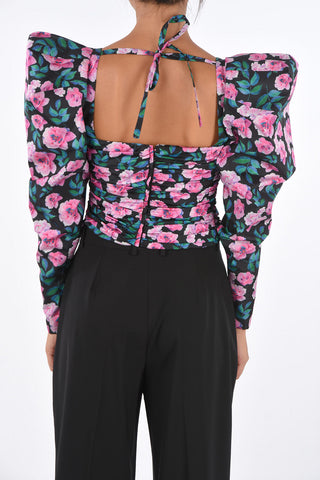 floral-print leg-o-mutton sleeve top