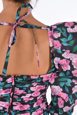 floral-print leg-o-mutton sleeve top