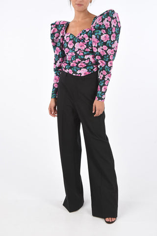 floral-print leg-o-mutton sleeve top