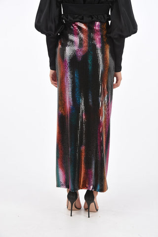 sequined split-side hem pencil skirt