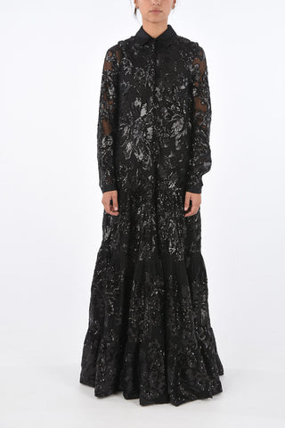 sequined GEORGIA long sleeve evening lenght gown