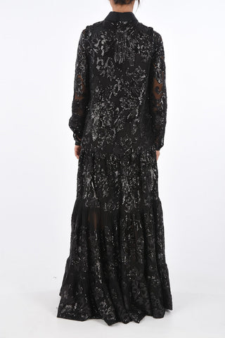sequined GEORGIA long sleeve evening lenght gown