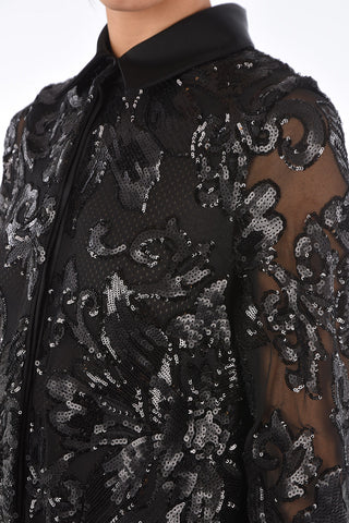 sequined GEORGIA long sleeve evening lenght gown
