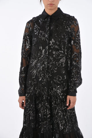 sequined GEORGIA long sleeve evening lenght gown