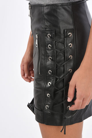leather BIKER2 mini skirt