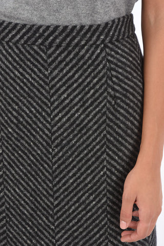 plain herringbone wool back-zip fastening mini skirt