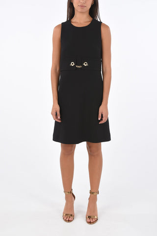 crew-neck above knee sheath dress