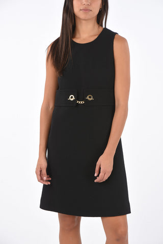 crew-neck above knee sheath dress