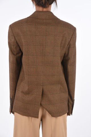 district check center vent notch lapel 2-button blazer