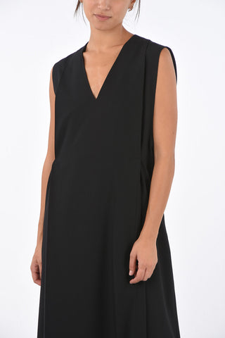 vestito flared senza manica v-neck
