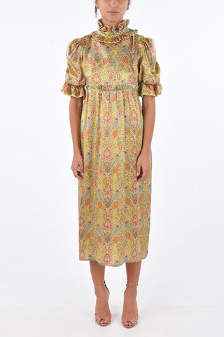 liberty-print silk puffed sleeve maxi dress