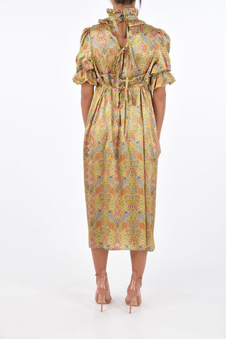 liberty-print silk puffed sleeve maxi dress