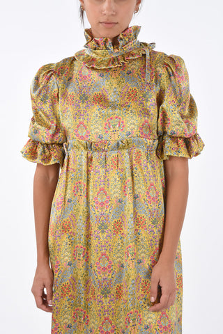 liberty-print silk puffed sleeve maxi dress
