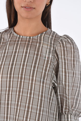 plaid lurex CELESTINE peasant sleeve top