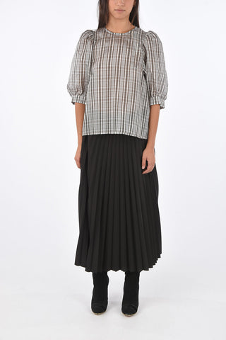 plaid lurex CELESTINE peasant sleeve top