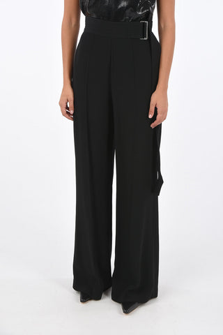 open back wide leg pants with belt