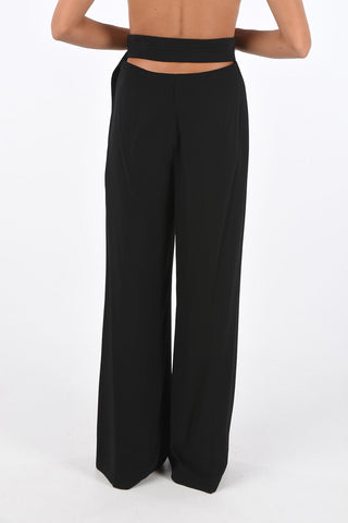 open back wide leg pants with belt