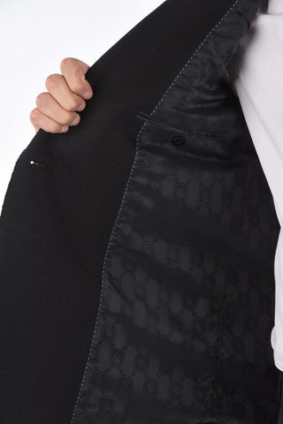 SLIM FIT Double-breasted Coat with Zip and Raw Cut Edges