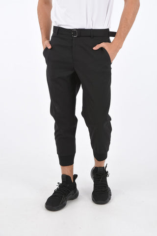 Pantaloni a Vita Bassa con Cintura ed Elastico alla Caviglia