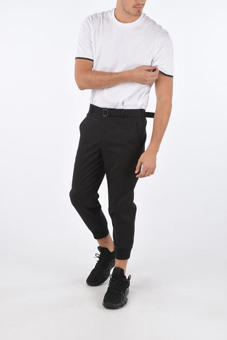 Pantaloni a Vita Bassa con Cintura ed Elastico alla Caviglia
