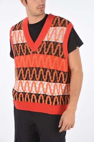 Optical Emboridered BOX FIT Sleeveless Sweater