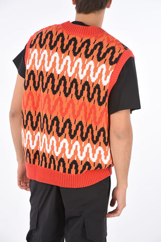 Optical Emboridered BOX FIT Sleeveless Sweater