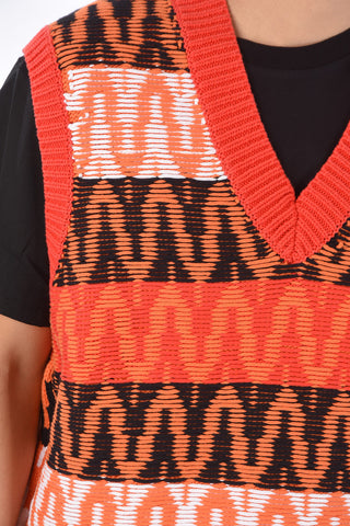 Optical Emboridered BOX FIT Sleeveless Sweater