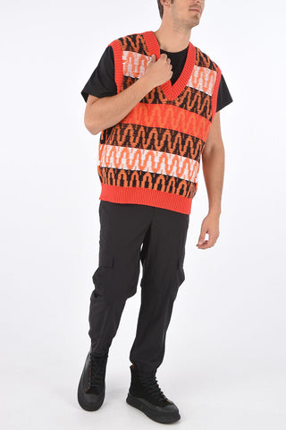 Optical Emboridered BOX FIT Sleeveless Sweater