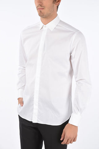 Stretch Cotton Spread Collar Shirt