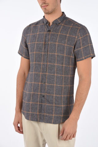 CC COLLECTION Camicia Button Down in Lino Check