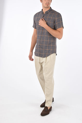 CC COLLECTION Camicia Button Down in Lino Check