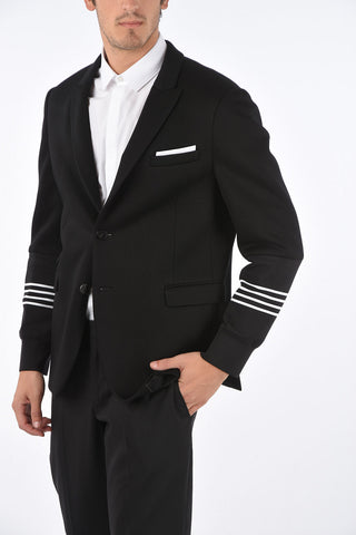 SLIM FIT Blazer with Knitted Sleeves and Elastic Cuff