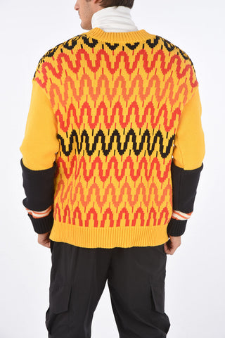 Optical Embroidered DROPPED SHOULDER FIT V Neck Sweater